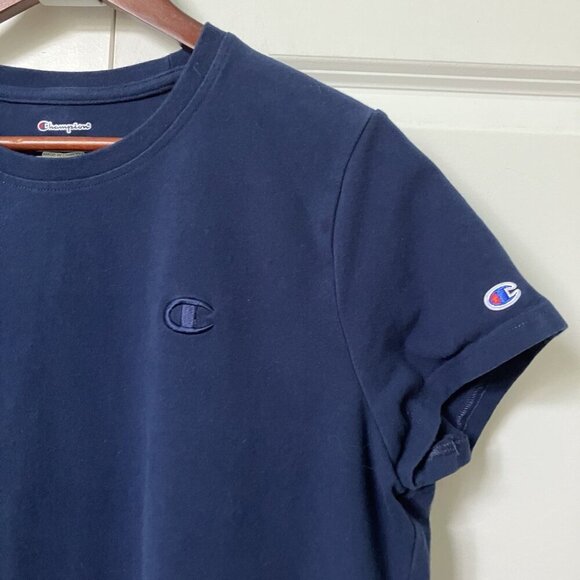 Champion T-shirt Dress Womens L Navy Blue Logo Athleisure Comfy - Picture 2 of 9